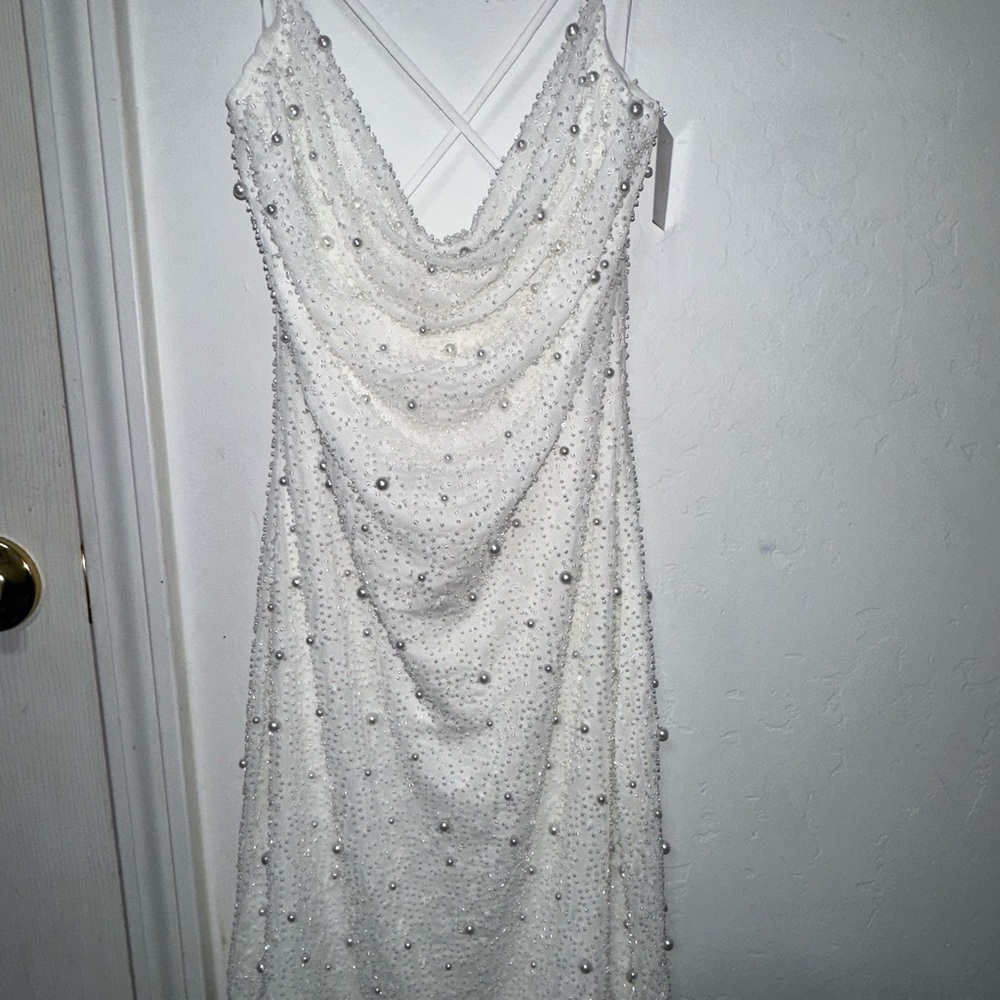 Elegant White Beaded Dress